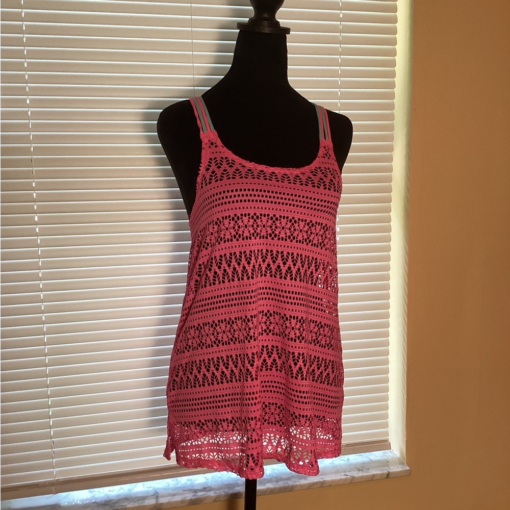 Miken Vibrant Pink Crochet Swim Coverup